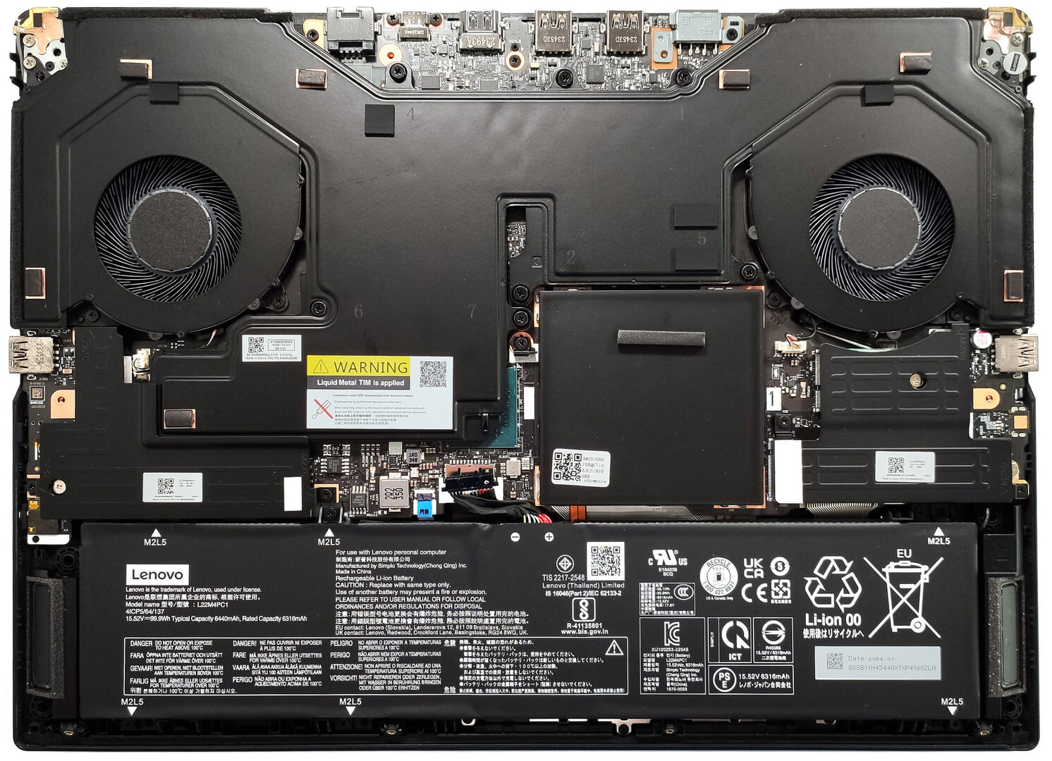 Internal Photo of Lenovo Legion Pro 7 16IRX8, Legion Pro 7 16IRX8H, Legion Pro 7 16IRX9H, Legion Pro 7 16ARX8, RGB backlit US keyboard (legion pro 7 16irx9h)
